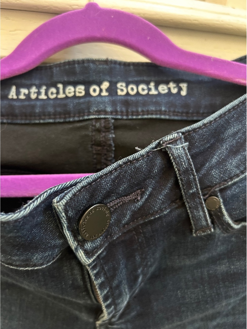 Articles of Society Women's Dark Wash Skinny Jeans Size 24 with Raw Frayed Hems